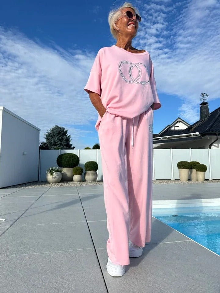 ⏳Limitiertes Angebot! ⏰Lässiges zweiteiliges Set für Frauen, einfarbiger Pullover und lockere Hose