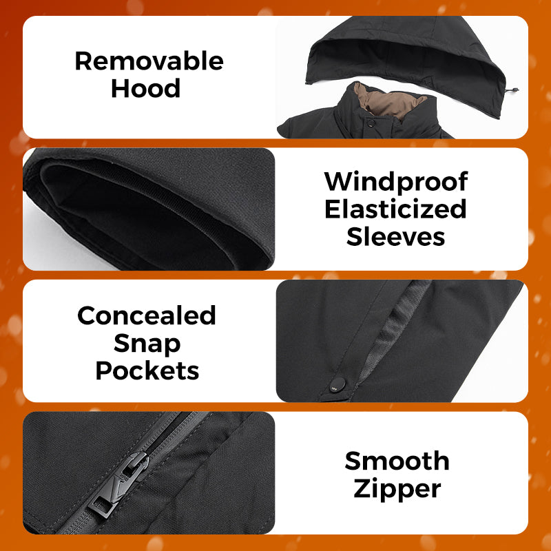 🧥 69% RABATT JETZT! ✨ Herren Wintermantel mit Abnehmbarer Kapuze - Hochleistungs-Daunenisolierung & Wasserdichtes Design für Arktische Temperaturen ❄️🛡️