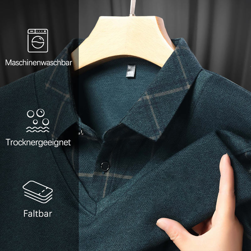 Herren Fake Zweiteiler mit Revers Langarm Oberteile