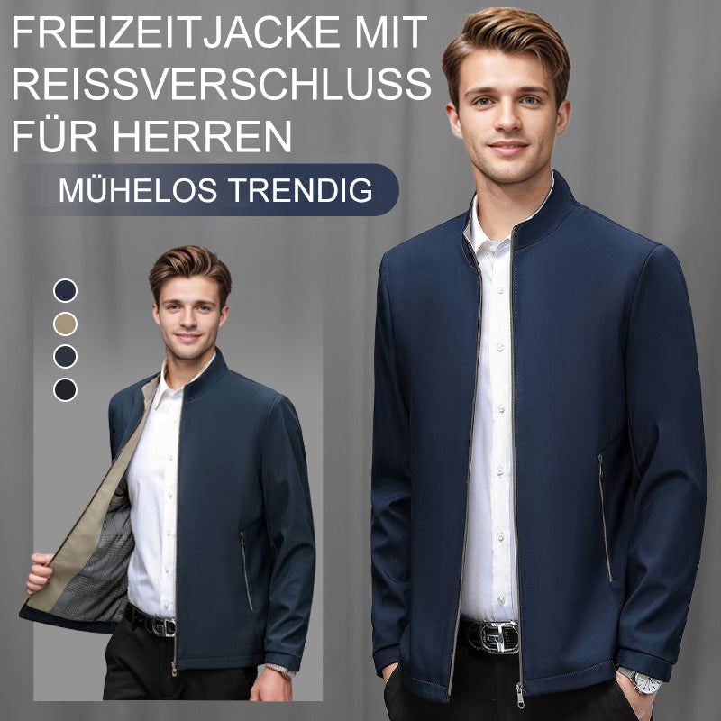 👑Fliwos® Herren Stehkragen Zipper Freizeitjacke