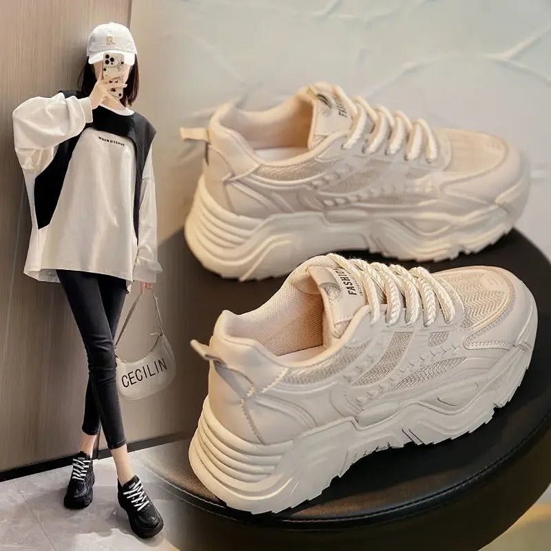 Sneakers Donna – Punta Tonda, Suola Alta, Comode e Sportive