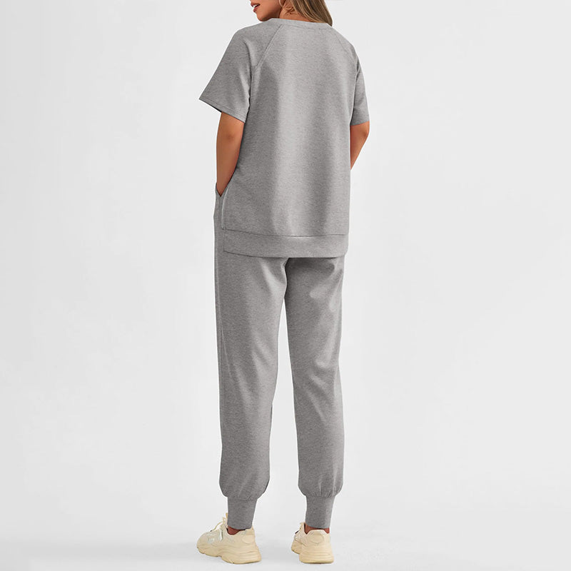 Lässiges, locker sitzendes zweiteiliges Trainingsanzug-Set für Damen aus T-Shirt und Hose