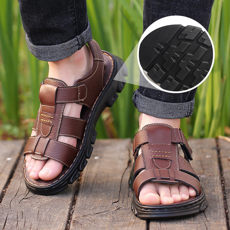 Atmungsaktive Sommer-Ledersandalen für Herren
