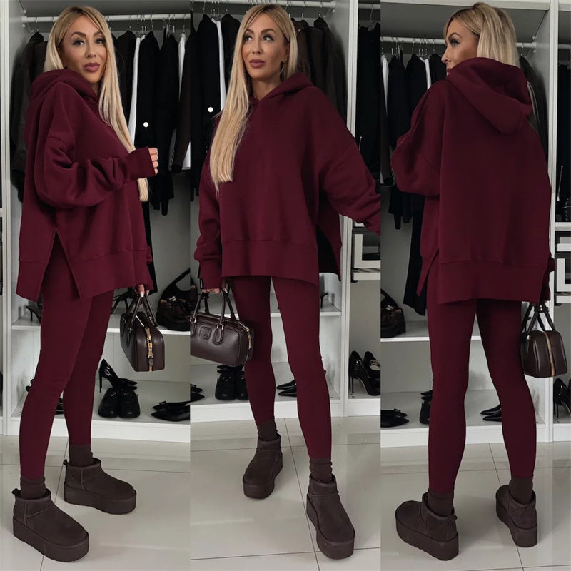 🎅Weihnachtsvorverkauf🎁 Oversize-Hoodie und Leggings-Set für Damen