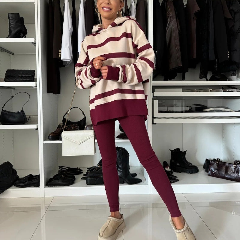 🎅Weihnachtsvorverkauf🎁 Oversize-Hoodie und Leggings-Set für Damen