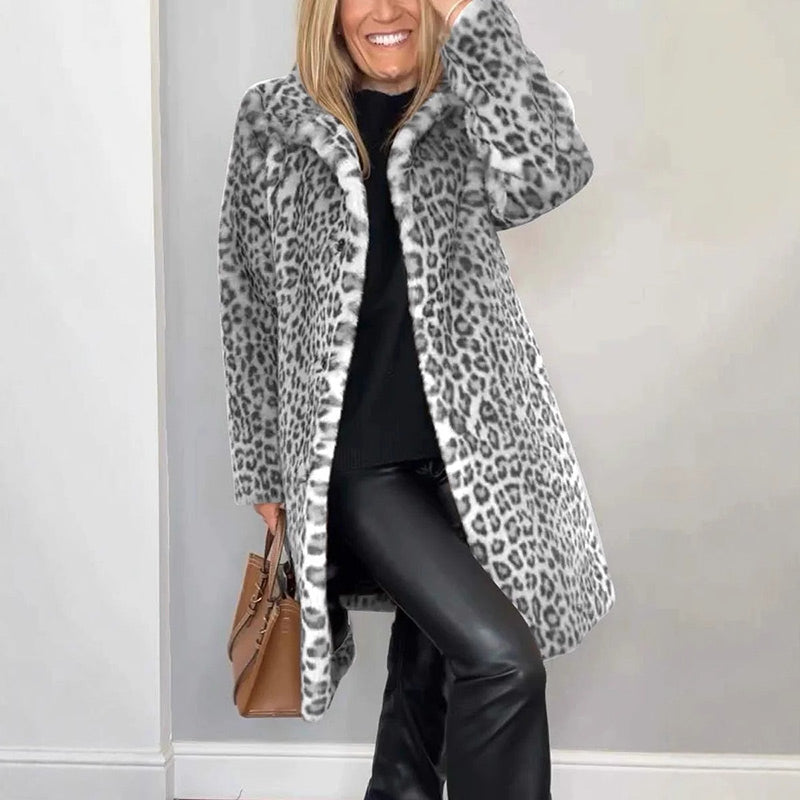 💖Mittellange Jacke mit Leopardenmuster für Damen