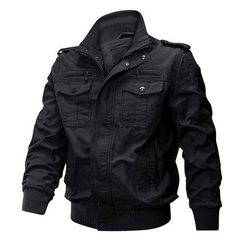Herren Militärjacke mit Stehkragen und Reißverschluss