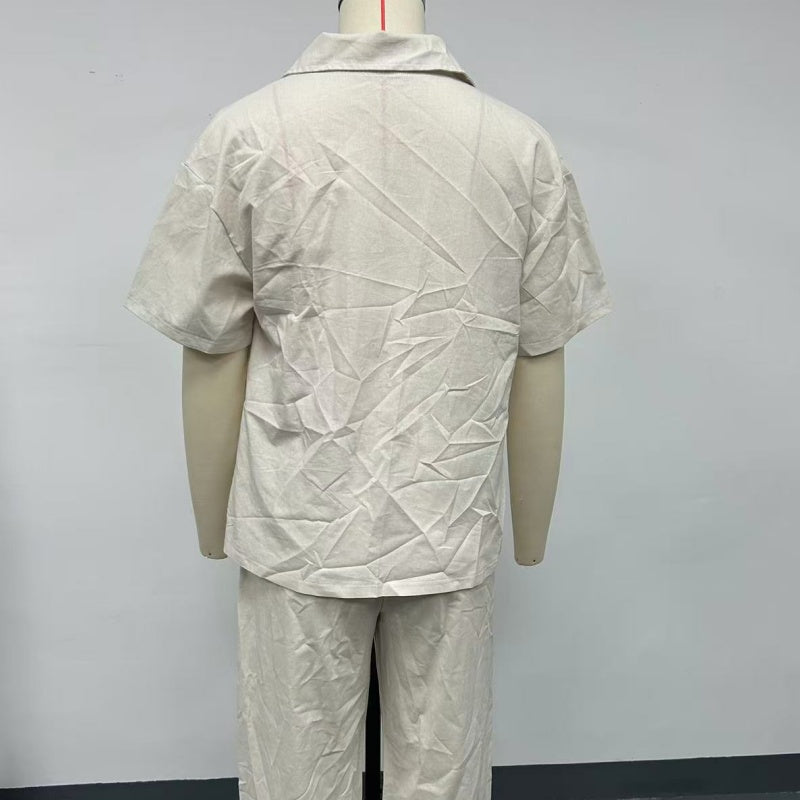 🌈Kurzarmhemd und weite Hose aus Baumwolle und Leinen
