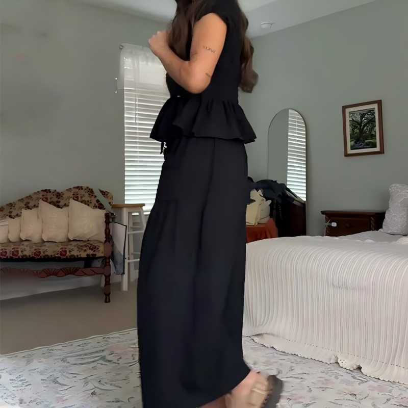 🌞Frühlingserwachen: 50% Rabatt!✨Damen Gesmoktes Zweiteiler Set – Weite Bein Hose & Strukturierte Bluse, Vielseitig für Büro & Alltag