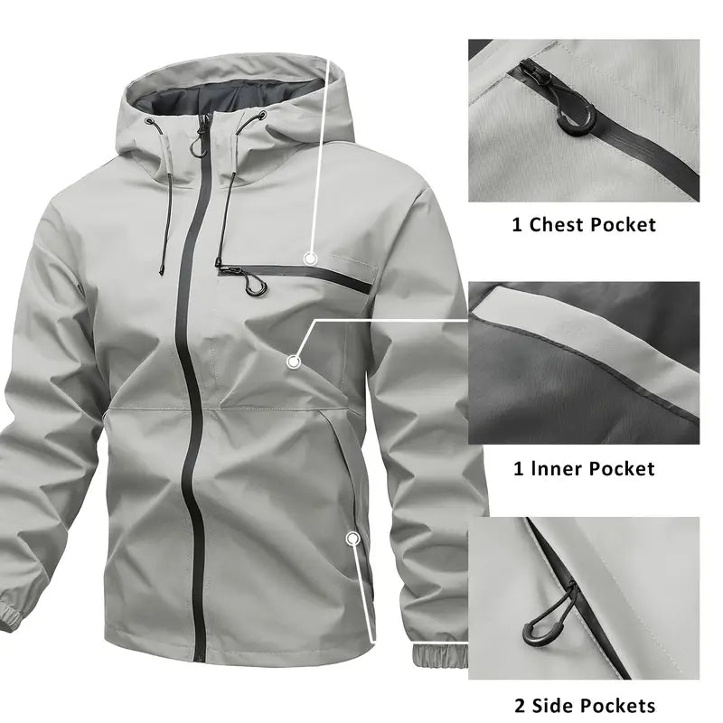 Einfarbige Outdoor-Sportjacke für Herren