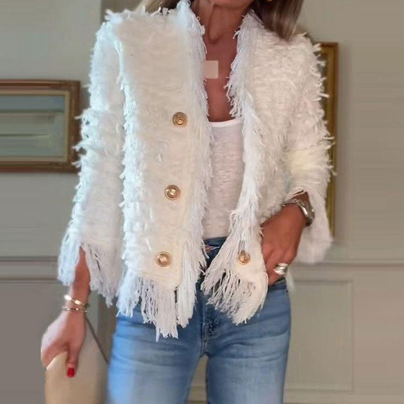 💗LETZTER TAG AKTION - 51% RABATT💗Modische Kurzjacke für Damen mit Knöpfen und Quasten