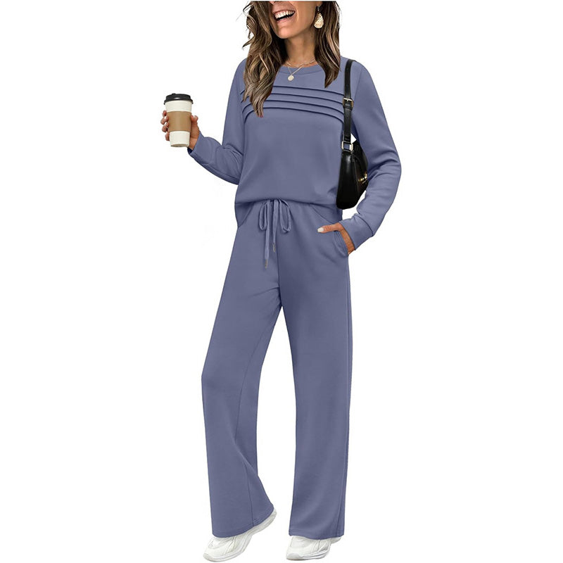 🍂✨Set für Damen mit Rundhals-Top und Kordelzughose⏰Zeitlich begrenzter Verkauf – 50 % RABATT🔥