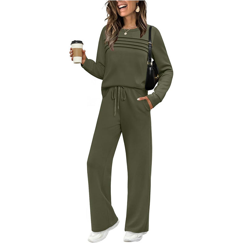 🍂✨Set für Damen mit Rundhals-Top und Kordelzughose⏰Zeitlich begrenzter Verkauf – 50 % RABATT🔥