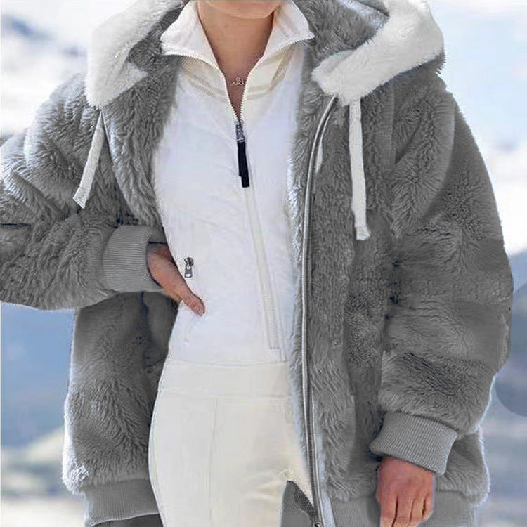 🎅Heiße Rabatte 50 % RABATT🔥Kapuzen-Fleecejacke mit Lammfellfutter🐑