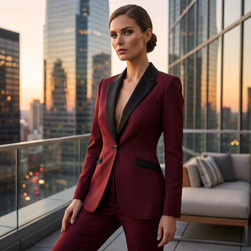 🌞Frühlingserwachen: 50% Rabatt!✨ Modernes Anzugset – Kontrastrevers & Strukturierte Silhouette, Elegant & Vielseitig für Büro & Festlichkeiten