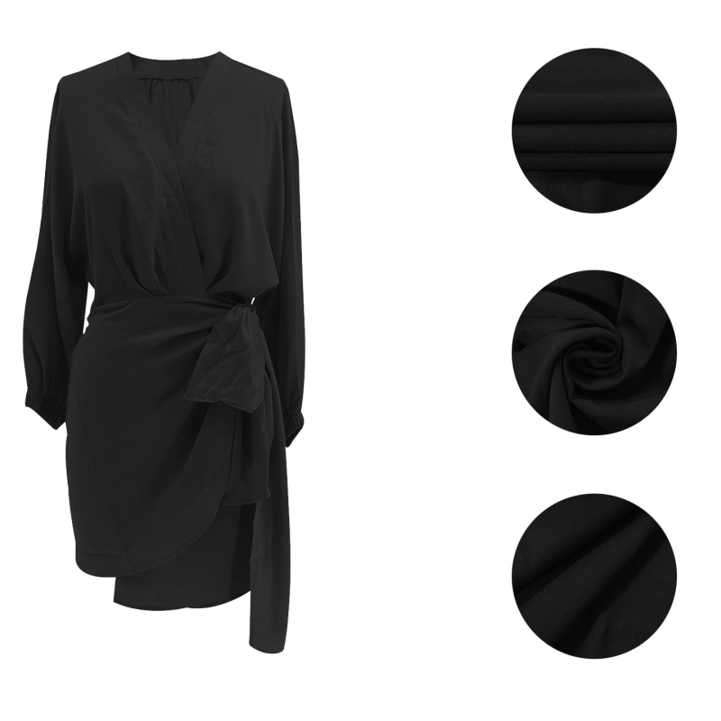 🌞Frühlingserwachen: 50% Rabatt!🔥 Damen Wickelkleid mit V-Ausschnitt & Kimono-Ärmeln – Figurbetontes Knotendetail, atmungsaktiv & vielseitig kombinierbar