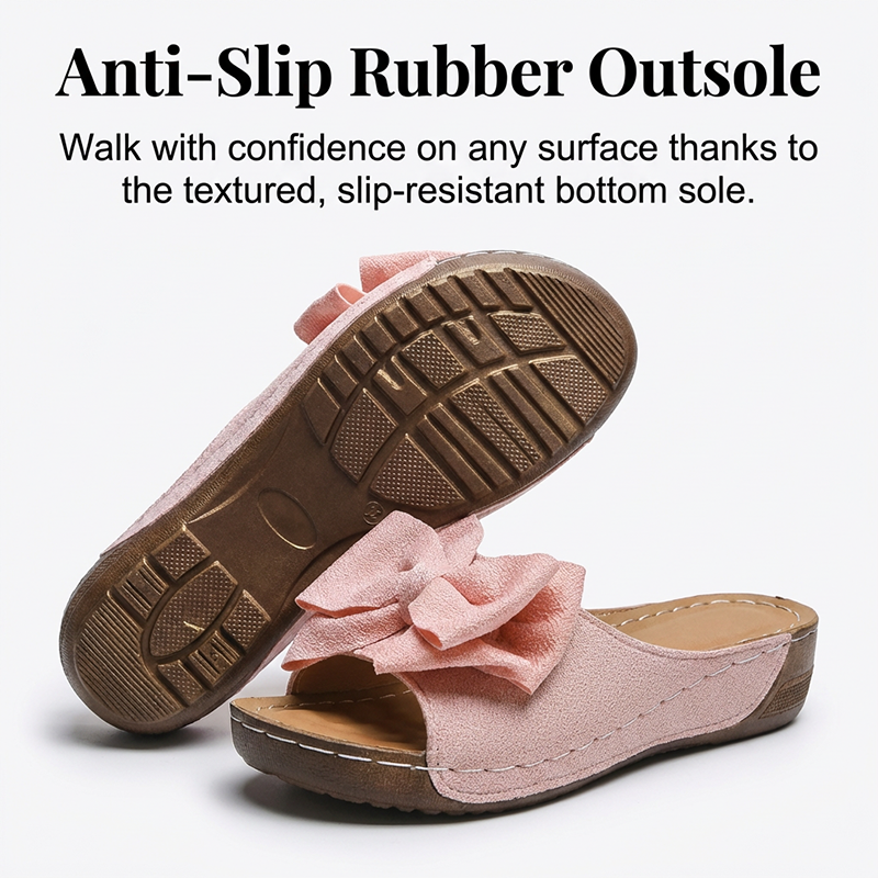 🌞Frühlingserwachen: 50% Rabatt!🔥Elegante Slip-On Keilsandalen: Bequeme Sommer-Pantoletten mit XXL-Schleife