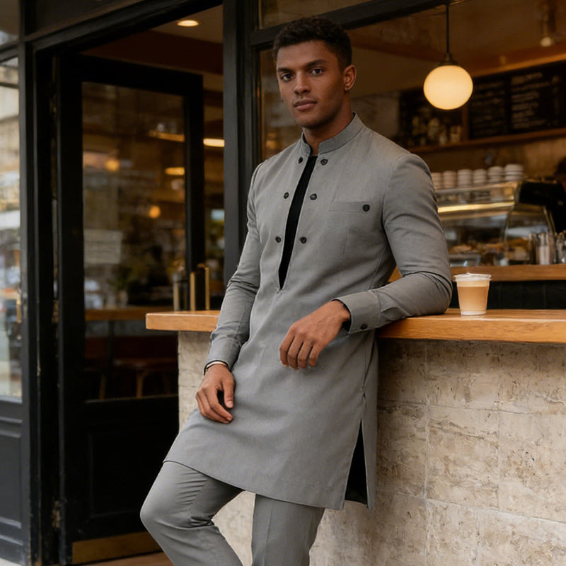 🌞Frühlingserwachen: 50% Rabatt!💎Modernes Herren-Set "Urban Elite": Elegante Tunika & Hose im Mandarin-Stil