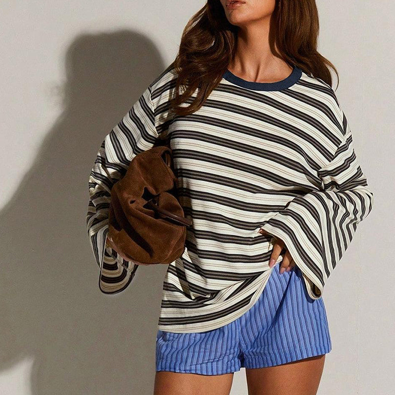 🌞Frühlingserwachen: 50% Rabatt!🎉Klassisches Langarmshirt mit Retro-Streifen: Knitterfrei, Weich & Vielseitig