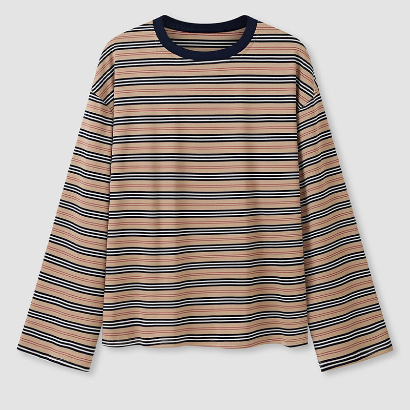 🌞Frühlingserwachen: 50% Rabatt!🎉Klassisches Langarmshirt mit Retro-Streifen: Knitterfrei, Weich & Vielseitig