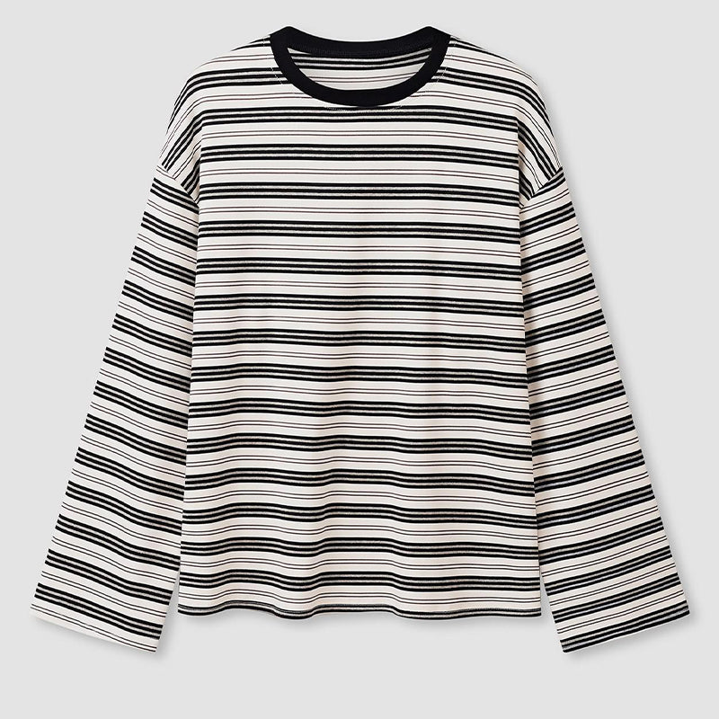 🌞Frühlingserwachen: 50% Rabatt!🎉Klassisches Langarmshirt mit Retro-Streifen: Knitterfrei, Weich & Vielseitig